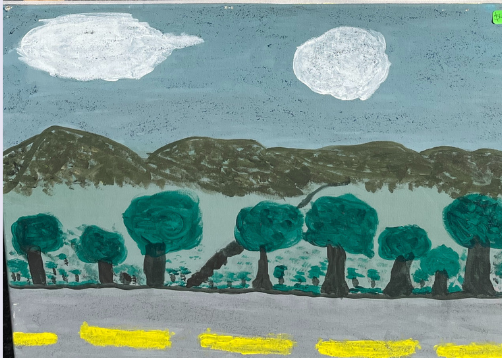 🎨 Art Class – “Mountains and River”